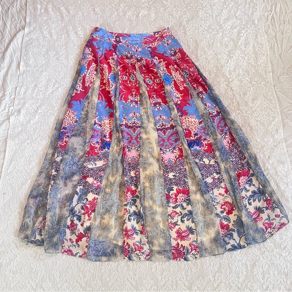 Anthropologie Hemant & Nandita Lourve metallic floral maxi skirt - Picture 2 of 12